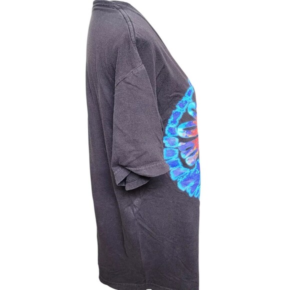 Woodstock Peace Sign Tie-Dye Black T-Shirt Size Large 2 Sides - Picture 3 of 7